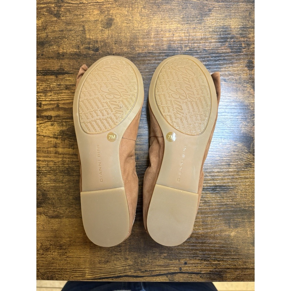 Gianni Bini Balletcore Madison Tan Patent Suede Bow Ballet Flats Brown 7 - Picture 6 of 8